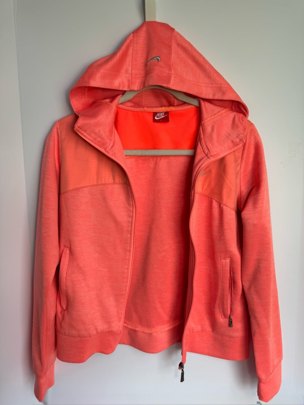 Nike Women’s Full Zip Hoodie Sweatshirt Coral Peach Y2K Athletic Running Sz L